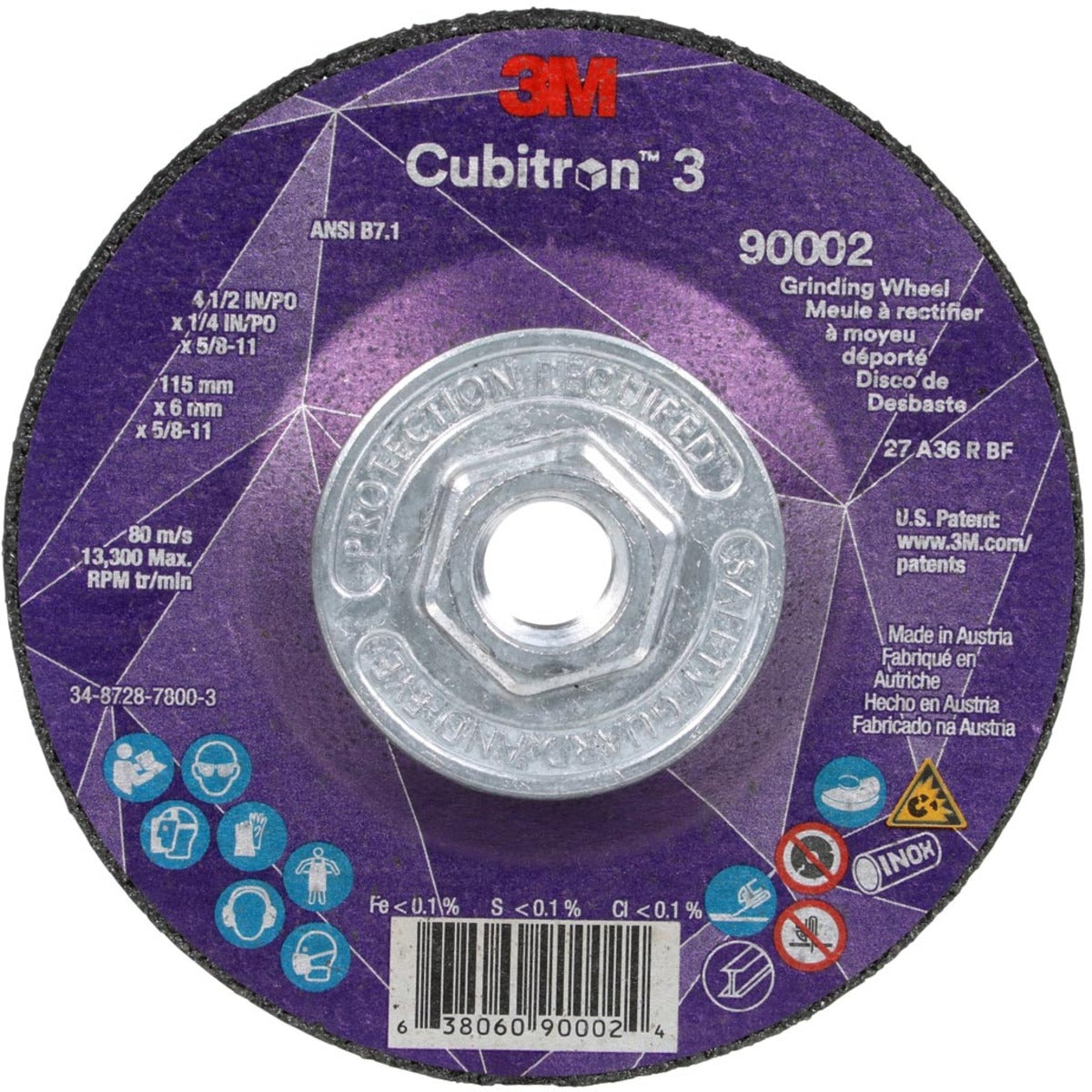 3M 3M 7100312968 Cubitron 3 36+ Grit Ceramic Grain Type 27 Depressed Center Grinding Wheel