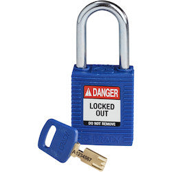BRADY Brady NYL-BLU-38ST-KD SafeKey Lockout Padlock Nylon Blue 1.5 Steel Shkl Keyed Different