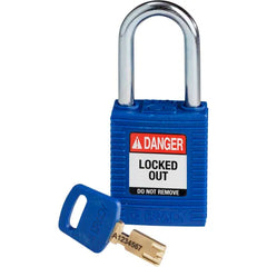 BRADY Brady NYL-BLU-38ST-KD SafeKey Lockout Padlock Nylon Blue 1.5 Steel Shkl Keyed Different