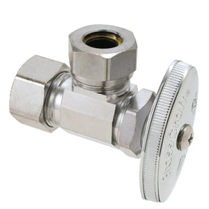 BRASSCRAFT BrassCraft O3341XC O3341 Series 1/2 in. Compression x Slip Knurled Oval Handle Angle Supply Stop Valve in Chrome Plated