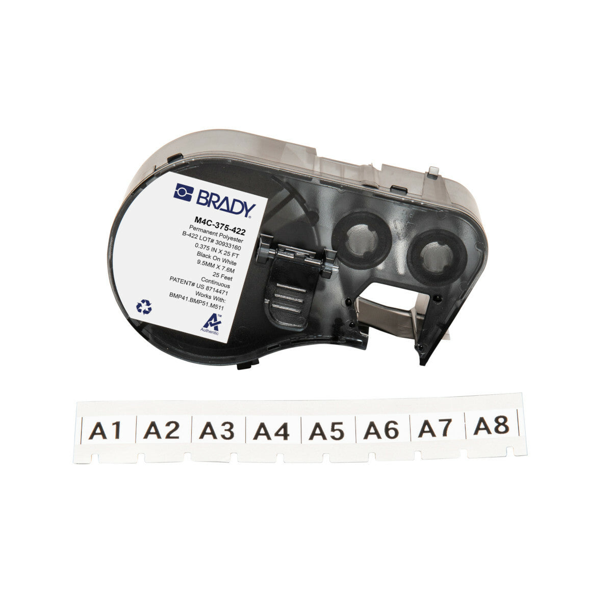 BRADY Brady M4C-375-422 Aggressive Adhesive Multi-Purpose Polyester Labels 0.375 in W x 25 ft