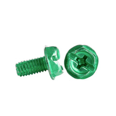 MINERALLAC Minerallac 80006J #10-32 x 3/8 Green Grounding Screw, Type F Point, Hex Washer Head, Phillips/Slotted, Zinc Plated