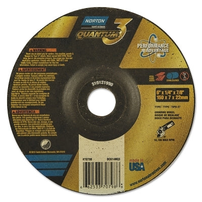 NORTON Norton 66253370798 Quantum3 SG Type 27 Grinding Wheel 20 Grit 6 in Dia