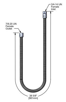 T&S BRASS T&S Brass B-0044-H2A Lead-Free Polyurethane/Stainless Steel Hose without Grip Handle