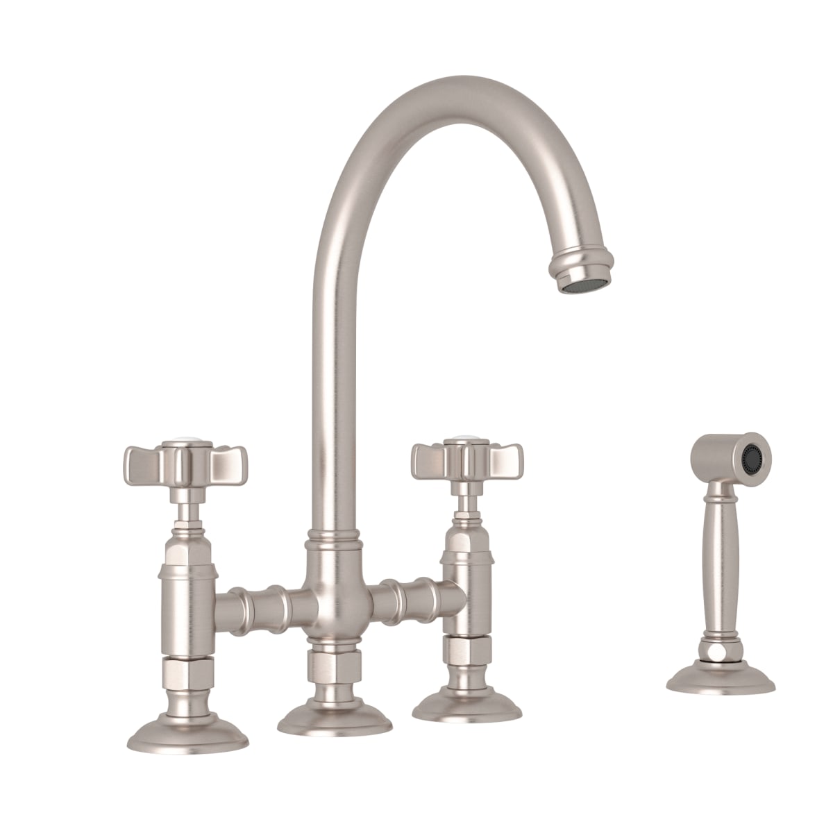 ROHL Rohl A1461XWSSTN-2 San Julio® Bridge Kitchen Faucet With Side Spray in Satin Nickel