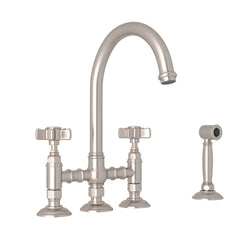 ROHL Rohl A1461XWSSTN-2 San Julio® Bridge Kitchen Faucet With Side Spray in Satin Nickel