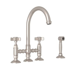 ROHL Rohl A1461XWSSTN-2 San Julio® Bridge Kitchen Faucet With Side Spray in Satin Nickel