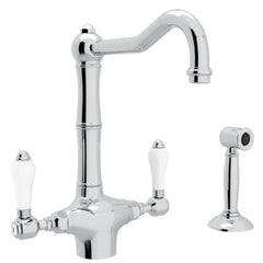 ROHL Rohl A1679LPWSAPC-2 Acqui® Two Handle Kitchen Faucet With Side Spray in Polished Chrome
