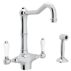ROHL Rohl A1679LPWSAPC-2 Acqui® Two Handle Kitchen Faucet With Side Spray in Polished Chrome
