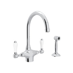 ROHL Rohl A1676LPWSAPC-2 San Julio Two Handle Kitchen Faucet With Side Spray in Polished Chrome