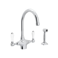 ROHL Rohl A1676LPWSAPC-2 San Julio Two Handle Kitchen Faucet With Side Spray in Polished Chrome