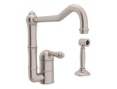 ROHL ROHL A3608LMWSSTN-2 Acqui Single Handle Kitchen Faucet with Side Spray in Satin Nickel