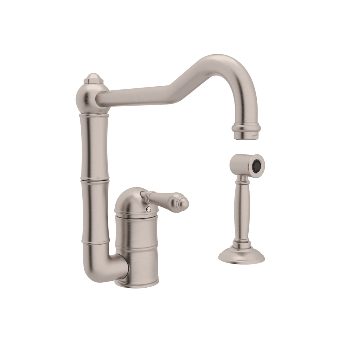 ROHL ROHL A3608LMWSSTN-2 Acqui Single Handle Kitchen Faucet with Side Spray in Satin Nickel