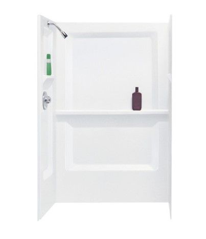 MUSTEE Mustee 748-32WHT Durawall 73.25-in x 48-in x 32-in Fiberglass Shower Walls for Rectangular Showers