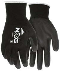 MCR SAFETY MCR Safety 96699S Economy Grade General Purpose Gloves With White Logo, Coated, Seamless/Standard Finger Style, S, Polyurethane Palm, 13 ga Polyester, Black