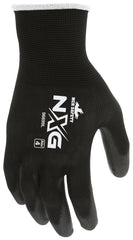 MCR SAFETY MCR Safety 96699L Economy Grade General Purpose Gloves With White Logo, Coated, Seamless/Standard Finger Style, L, Polyurethane Palm, 13 ga Polyester, Black