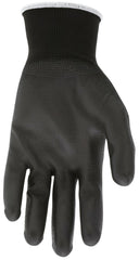 MCR SAFETY MCR Safety 96699L Economy Grade General Purpose Gloves With White Logo, Coated, Seamless/Standard Finger Style, L, Polyurethane Palm, 13 ga Polyester, Black