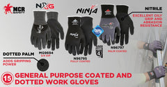 MCR SAFETY MCR Safety MG9694L Gloves, Large, Nylon, Black, Knit Wrist Cuff