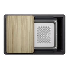 BLANCO BLANCO 443303 Inteos SILGRANIT 30 Single Bowl Reversible Undermount Workstation Kitchen Sink Coal Black