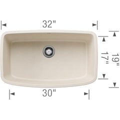 BLANCO BLANCO 443091 Valea SILGRANIT 32 Super Single Undermount Kitchen Sink - Soft White