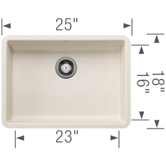 BLANCO BLANCO 443082 Precis SILGRANIT 25 ADA Single Bowl Undermount Kitchen Sink - Soft White