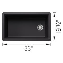 BLANCO BLANCO 443311 Inteos Silgranit 33 Single Bowl Reversible Undermount Workstation Kitchen Sink - Coal Black