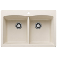 BLANCO Blanco 443067 Diamond Silgranit 33 50/50 Double Bowl Dual Mount Kitchen Sink - Soft White