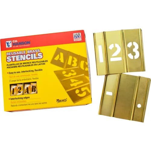 CHHANSON C.H. Hanson 10014 4 in Brass Interlocking Stencil Numbers 15 Piece Set
