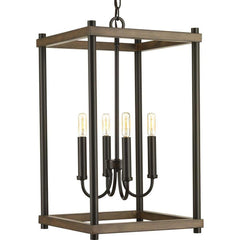 PROGRESS LIGHTING Progress Lighting P500088-020 Fontayne 60W 4-Light Candelabra E-12 Incandescent Pendant Light in Antique Bronze