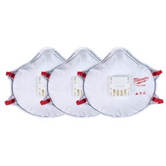 MILWAUKEE Milwaukee 48-73-4002 3pk N95 Valved Respirator with Gasket