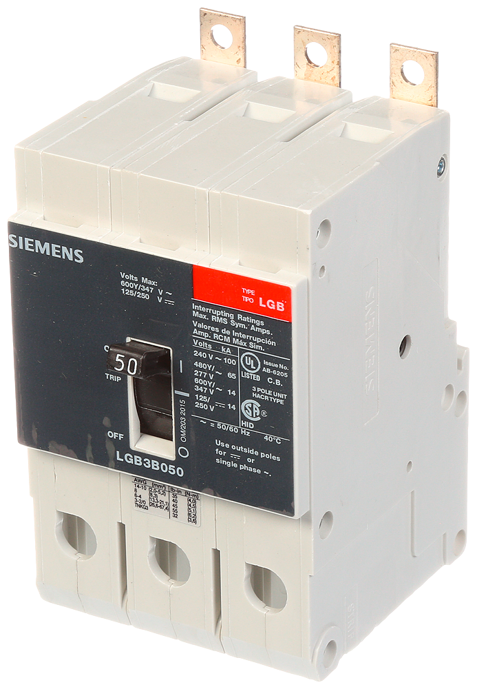 SIEMENS Siemens LGB3B050B 3-Pole 50 Amp 480 Volt 65 kA Molded Case Circuit Breaker