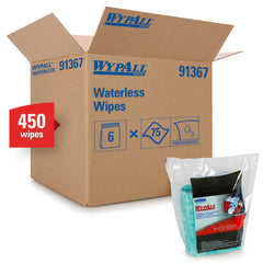 KIMBERLY-CLARK WypAll 91367 Waterless Industrial Cleaning Wipes 6 Refill Packs of 75 Sheets