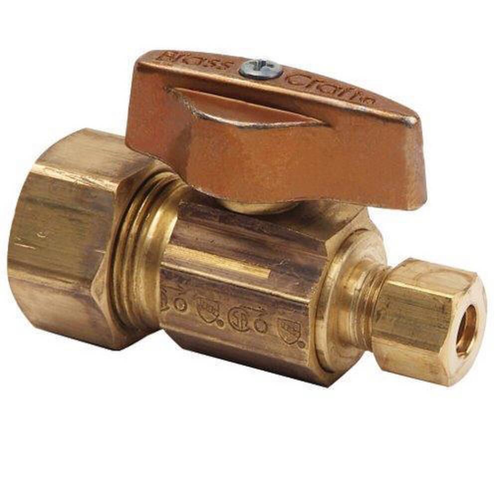 BRASSCRAFT BrassCraft KTCR04XR KTCR04 Series 5/8 in x 1/4 in Straight Handle Straight Supply Stop Valve in Brass