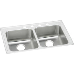 ELKAY Elkay LRAD3319503 Lustertone Classic Stainless Steel 33 x 19-1/2 x 5, Equal Double Bowl Drop-in ADA Sink