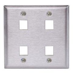 HUBBELL WIRING HUBBELL PREMISE WIRING SSF204 Plate, Wall, Ss, 2-G, 4Port