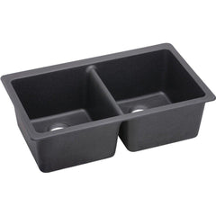 ELKAY Elkay ELXU3322CH0 Quartz Luxe 33 x 18-1/2 inch Equal Double Bowl Undermount Sink in Charcoal