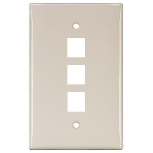 LEVITON Leviton 41091-3TN QuickPort Single Gang Wallplate 3-Port Light Almond