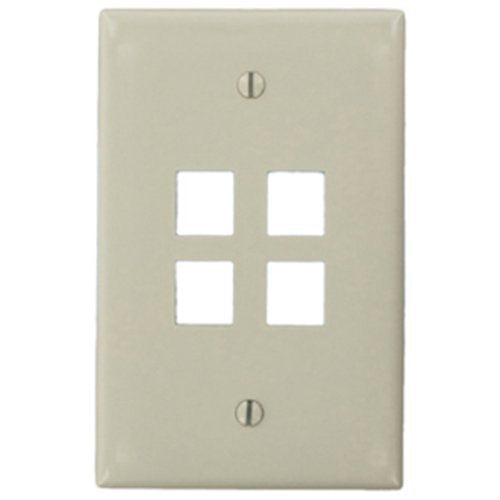 LEVITON Leviton 41091-4TN QuickPort Faceplate Single Gang 4-Port Light Almond