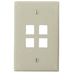 LEVITON Leviton 41091-4TN QuickPort Faceplate Single Gang 4-Port Light Almond