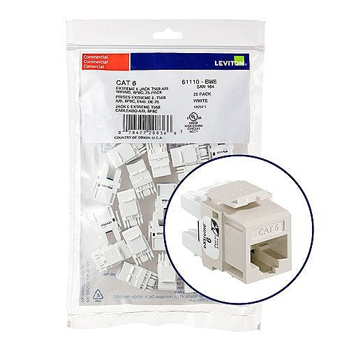LEVITON Leviton 61110-BT6 eXtreme CAT6 QuickPort Jack QuickPack 25-Pack Light Almond