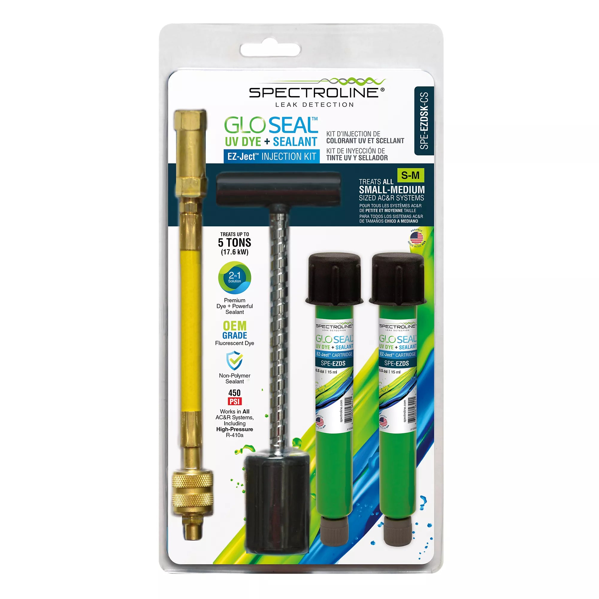 SPECTROLINE Spectroline SPE-EZDSK-CS GLO Seal Fluorescent Dye and Sealant with EZ-Ject Dye Injection Kit