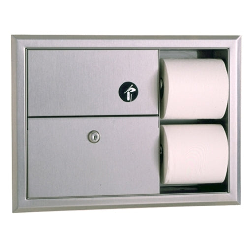 BOBRICK Bobrick 3094 ClassicSeries Recessed Sanitary Napkin Disposal and Toilet Tissue Dispenser