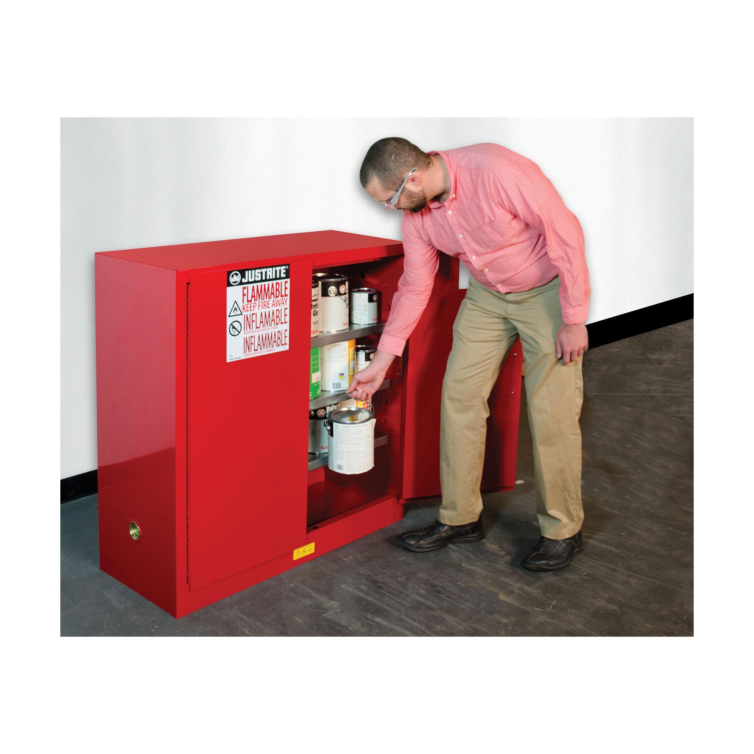 JUSTRITE Justrite 893011 Red Safety Cabinet for Combustibles 40 Gal
