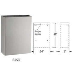 BOBRICK Bobrick B-279 Surface Mounted Waste Receptacle Replacement 279 for Bobrick