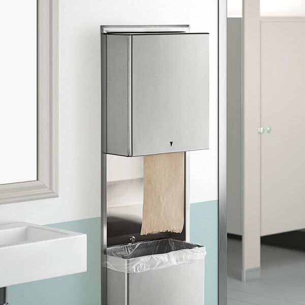 BOBRICK Bobrick B-3974 Classic Series Recessed Convertible Automatic Universal Roll Towel Dispenser/Waste Receptacle for Bobrick