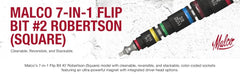 MALCO Malco MTS2 C-RHEX Flip Bit #2 Robertson (Square) 7-in-1