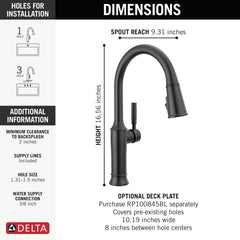 DELTA FAUCET Delta Faucet 9184-BL-DST Renaldi Single Handle Pull-Down Kitchen Faucet