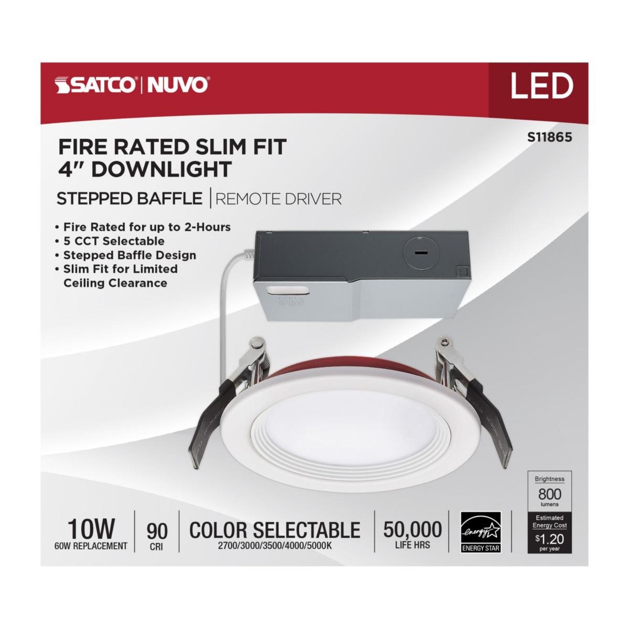 SATCO Satco S11865 10W LED 4-in Round Downlight with Remote Driver