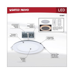 SATCO Satco S11887 12W LED Direct Wire Downlight with Night Light 6 Inch