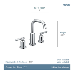 MOEN Moen TV6142BZG Gibson Two-Handle High Arc Bathroom Faucet